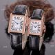Rose Gold Cartier Tank Couple Watch White Face Brown Leather Strap High Quality Replica (3)_th.jpg